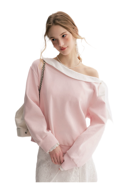 Balletcore Lace Collar Sweatshirt