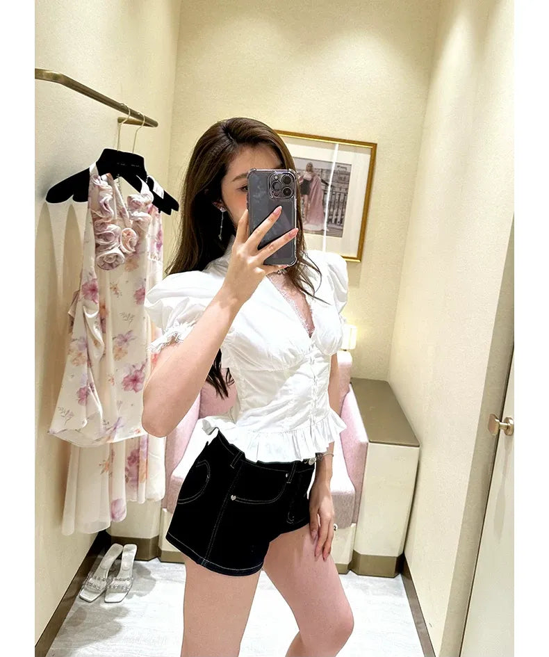 Back-Tie Puff Shirt