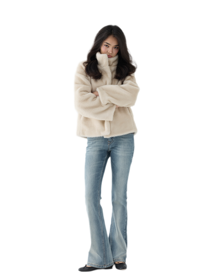 Eco-Friendly Cropped Faux Fur Jacket