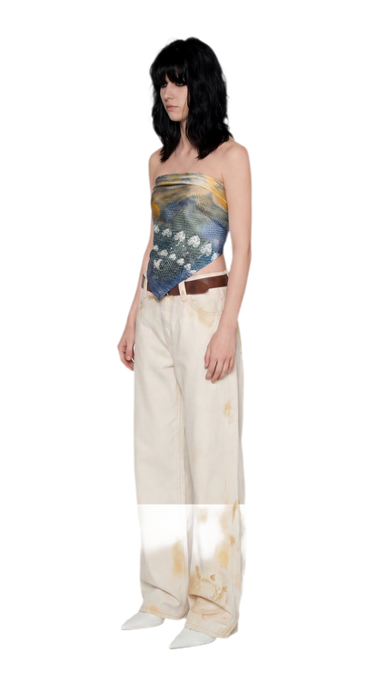 Denim Print Silk Scarf