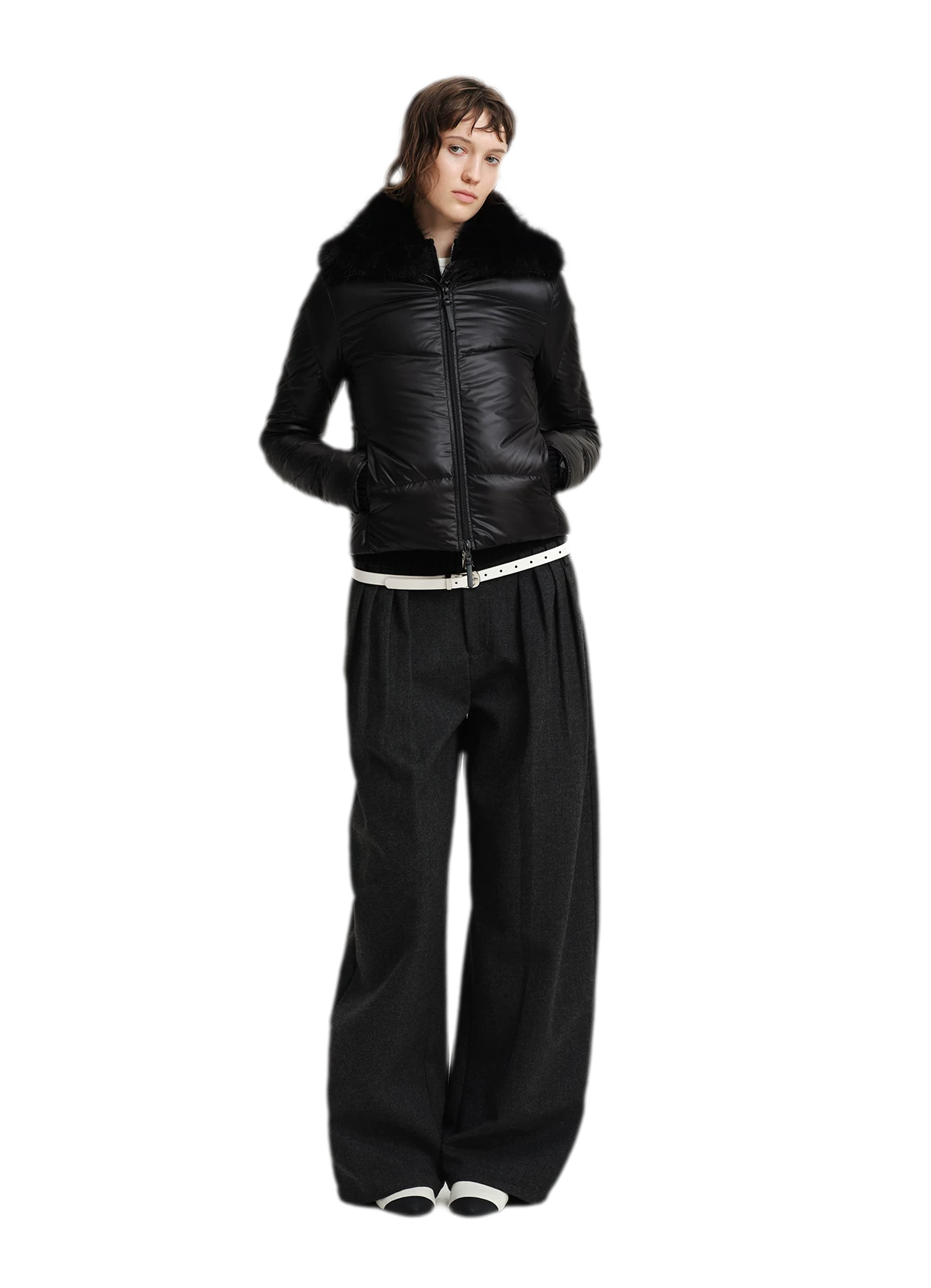 Wool Blend Pleated Wide-Leg Trousers — Load image 6 in gallery view