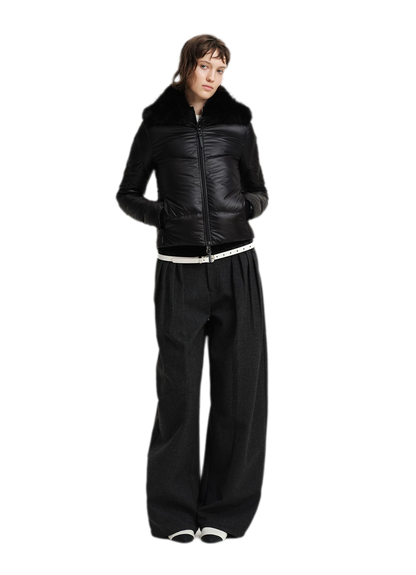 Wool Blend Pleated Wide-Leg Trousers