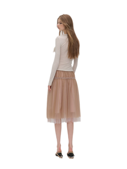 Wool Blend Lace Tie T-Shirt
