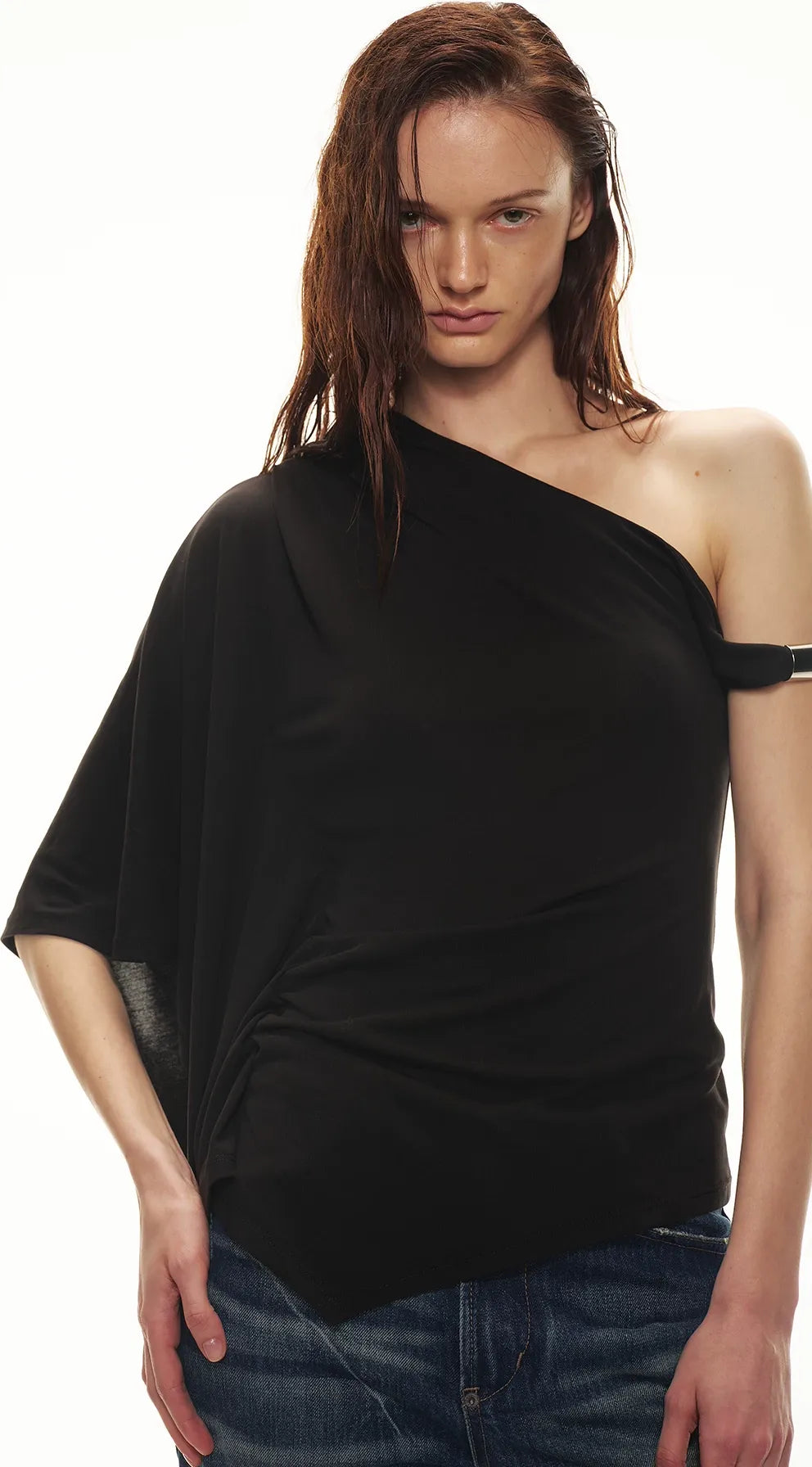 Modal Asymmetrical Single-Shoulder Top