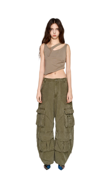 Deconstructed Asymmetric Cutout Tank Top