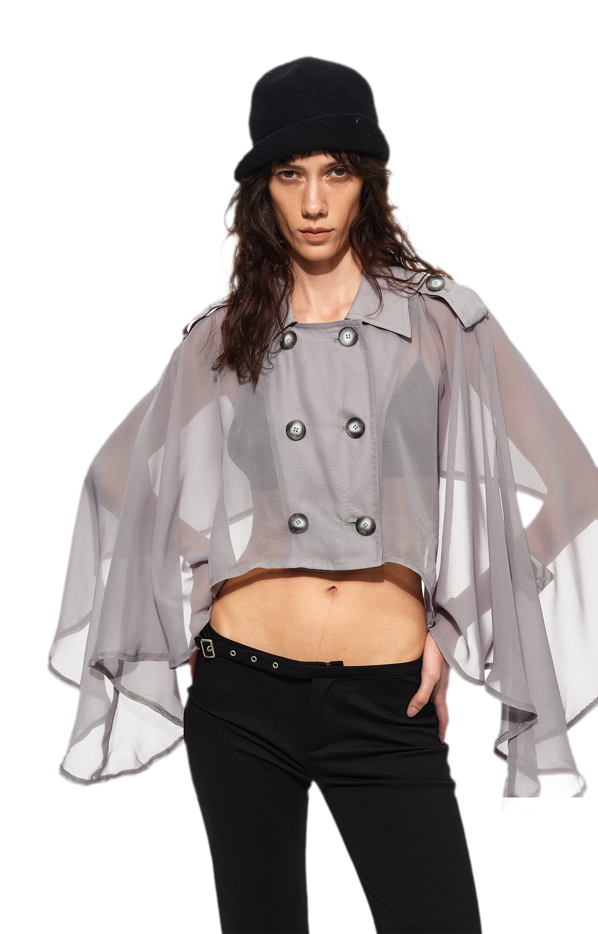Sheer Trench Cape Top