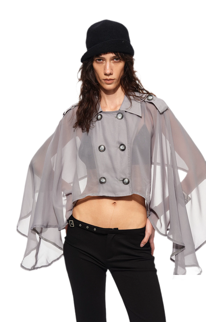 Sheer Trench Cape Top