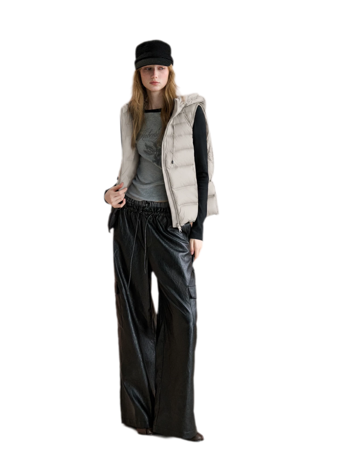 Cropped Hooded Duck-Down Vest