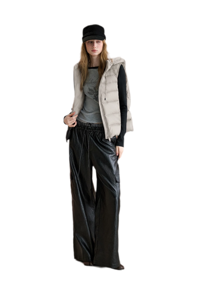 Cropped Hooded Duck-Down Vest