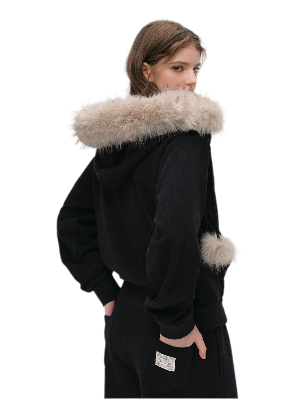 Contrast Fur Hooded Tracksuit