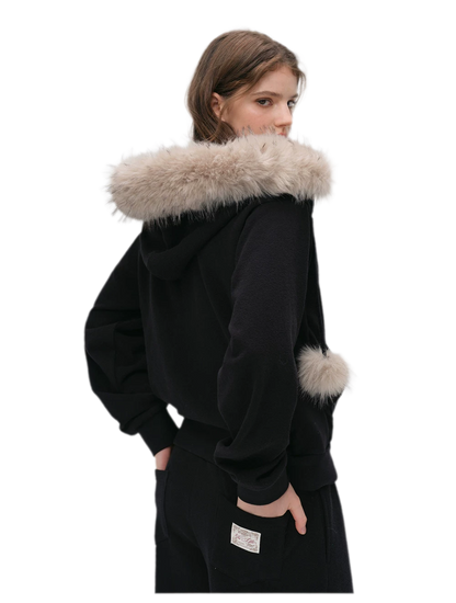 Contrast Fur Hooded Tracksuit