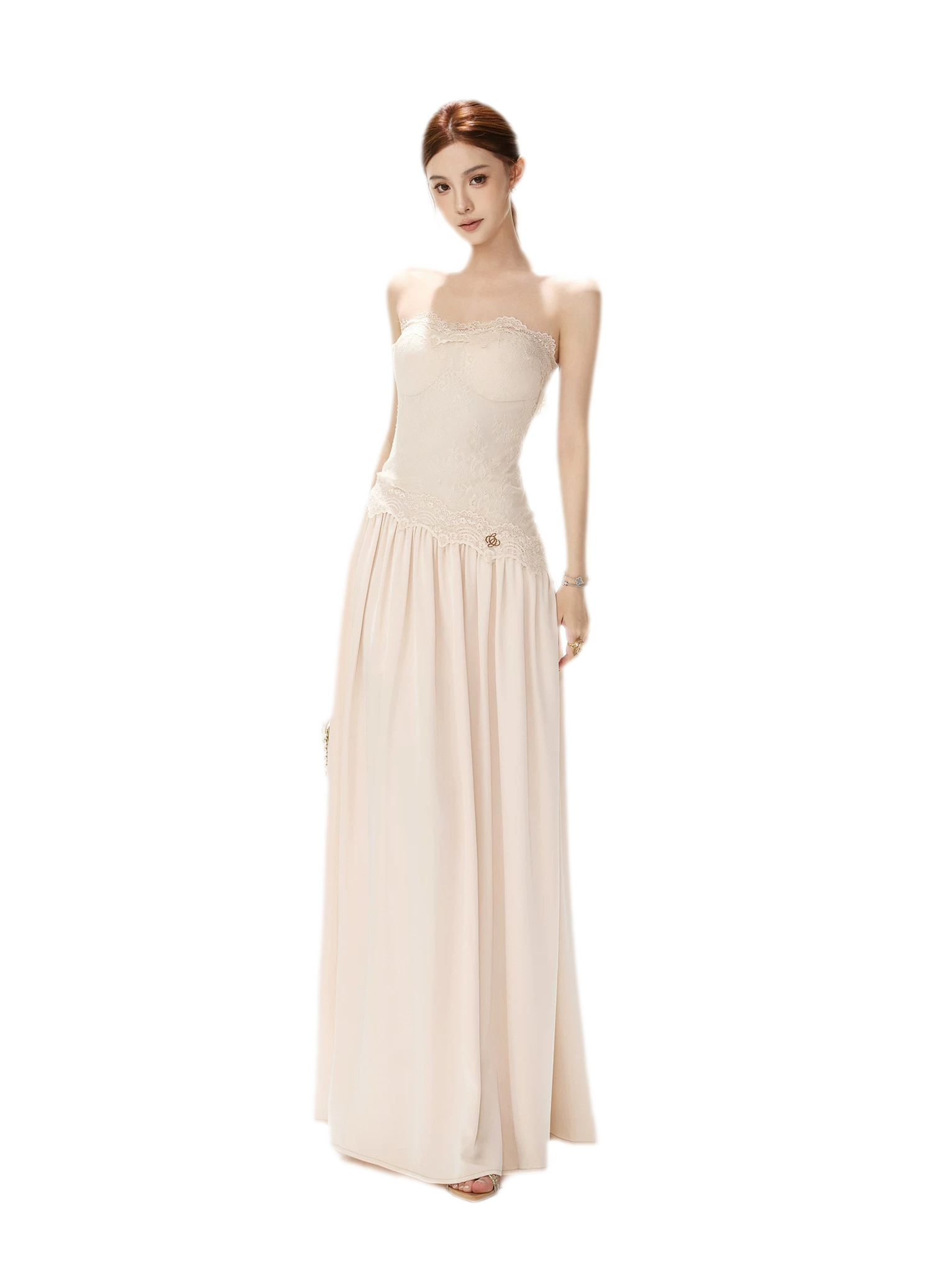 Lace Backless Satin Dress