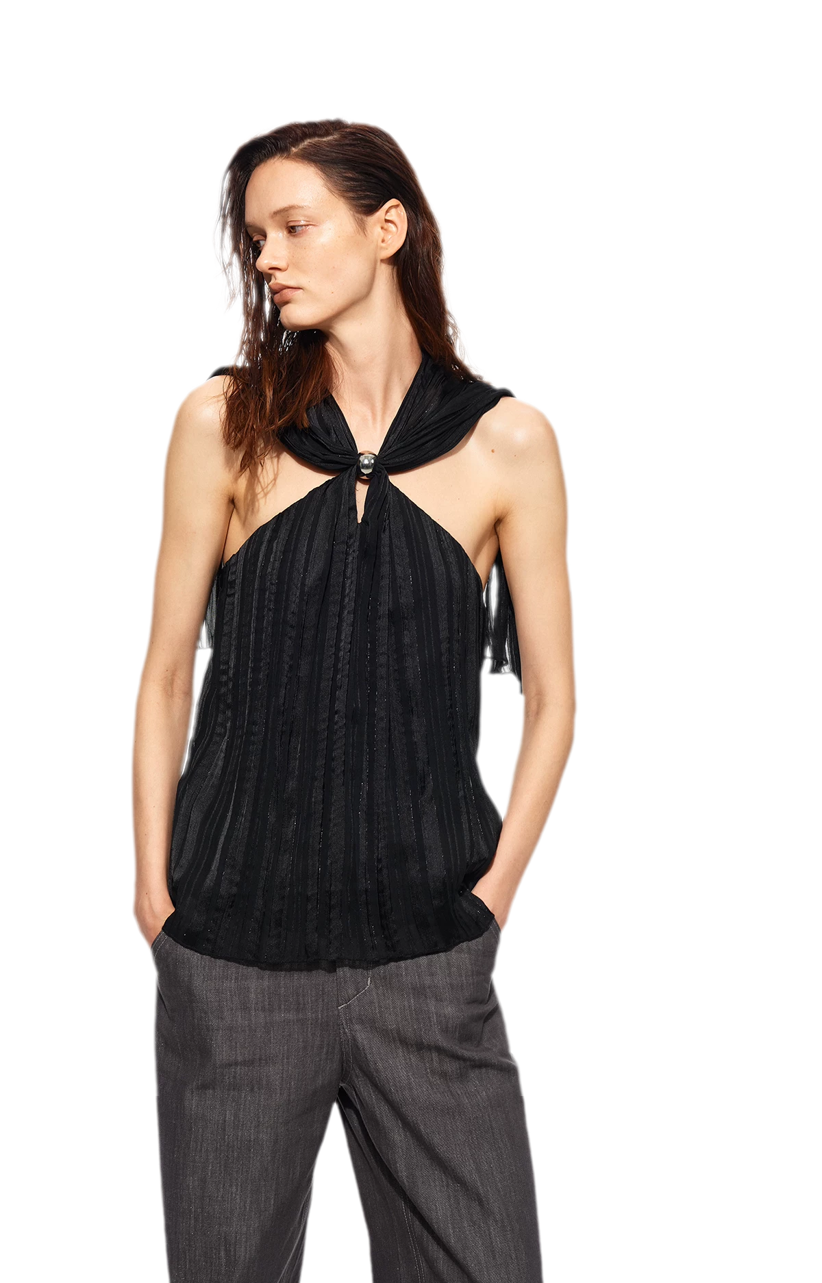 Shimmer Crinkle Halter Top