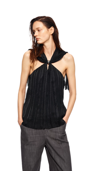 Shimmer Crinkle Halter Top