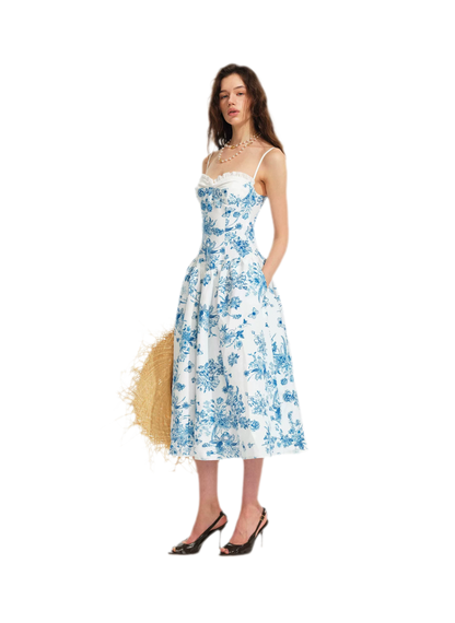 Hand-Drawn Floral Midi Dress