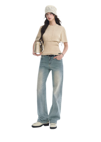 Double-Breasted Cropped Cape Cardigan