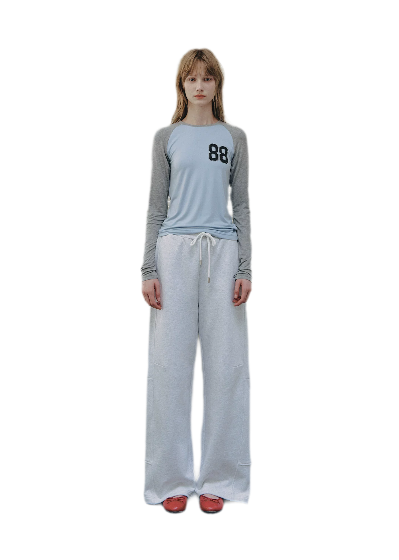 Cotton Curved Wide-Leg Pants
