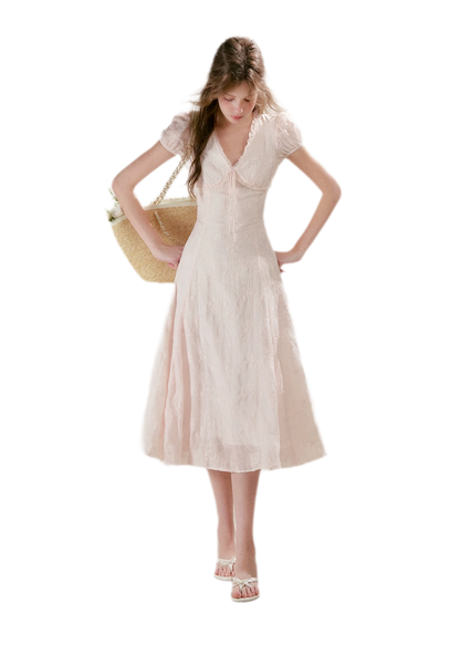 Embroidered Lace Waist Midi Dress
