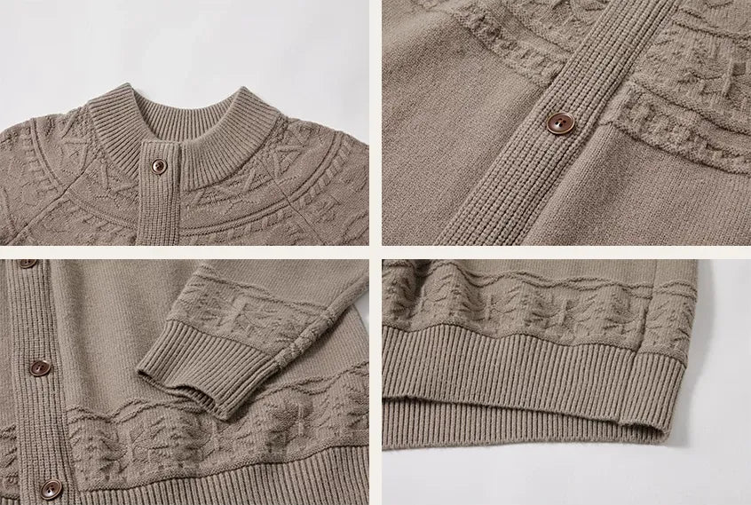 Jacquard Knit Zip Cardigan