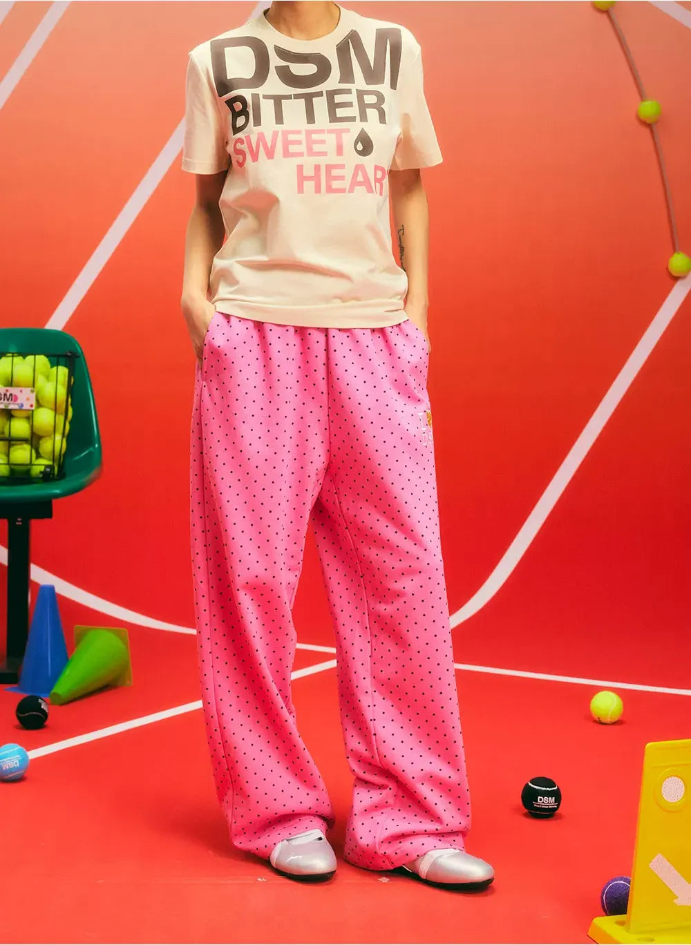 Polka Dot Relaxed Straight-Leg Pants