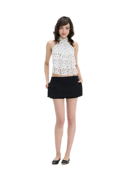 Polka-Dot Ruffle Halter Top