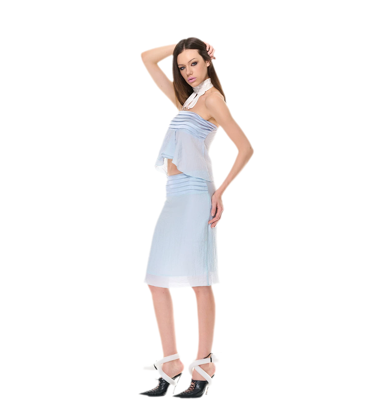 Textured Peplum Skirt Set