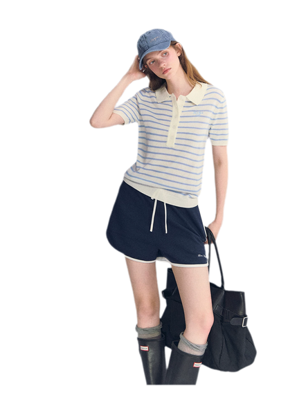 Embroidered Piping Shorts