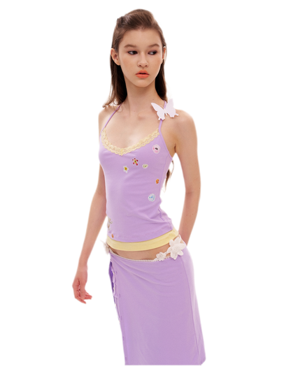 Floral Print Camisole Skirt-Shorts Set