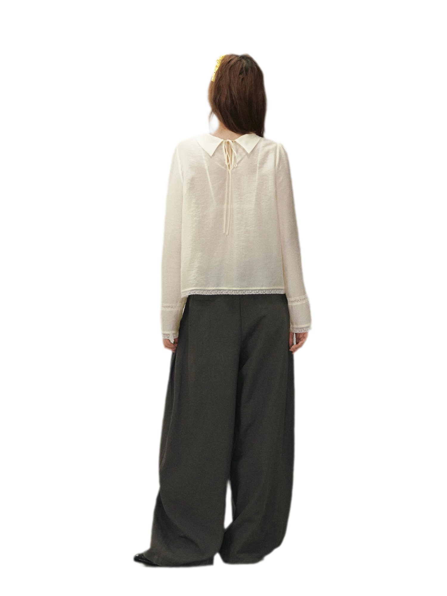 Pintuck Lace Cuff Blouse