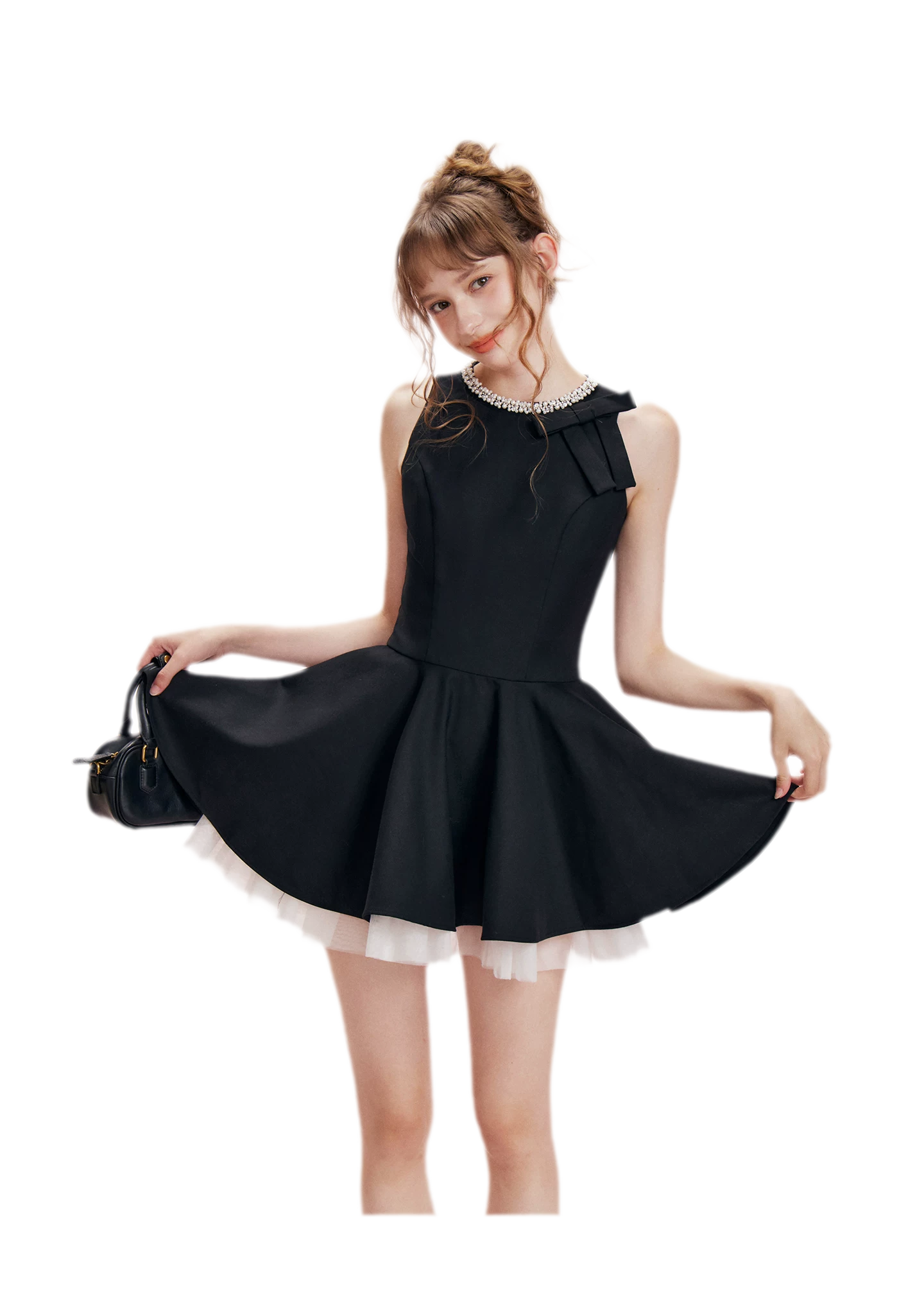 Beaded Bow A-Line Dress
