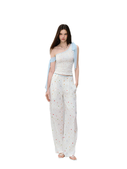 Printed Wide-Leg Pants