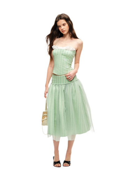Striped Ruffle Bustier Set