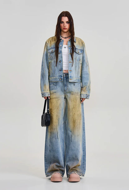 Cross Statue Desert Wide-Leg Jeans