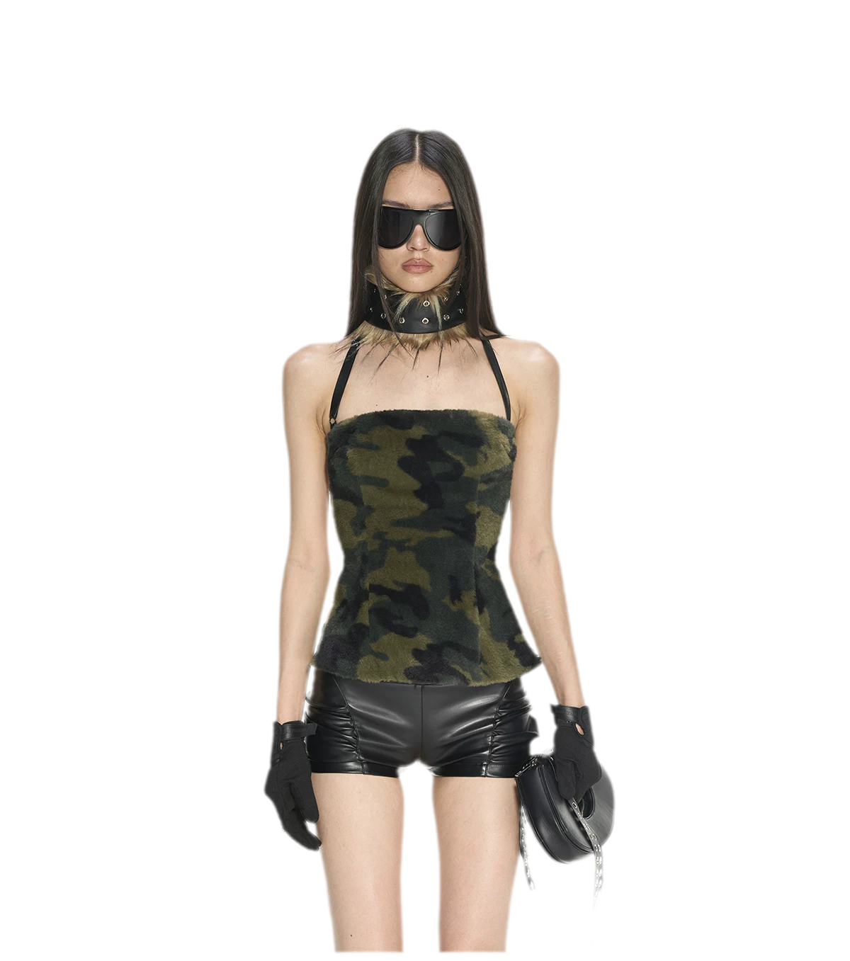 Camouflage Faux Fur Top