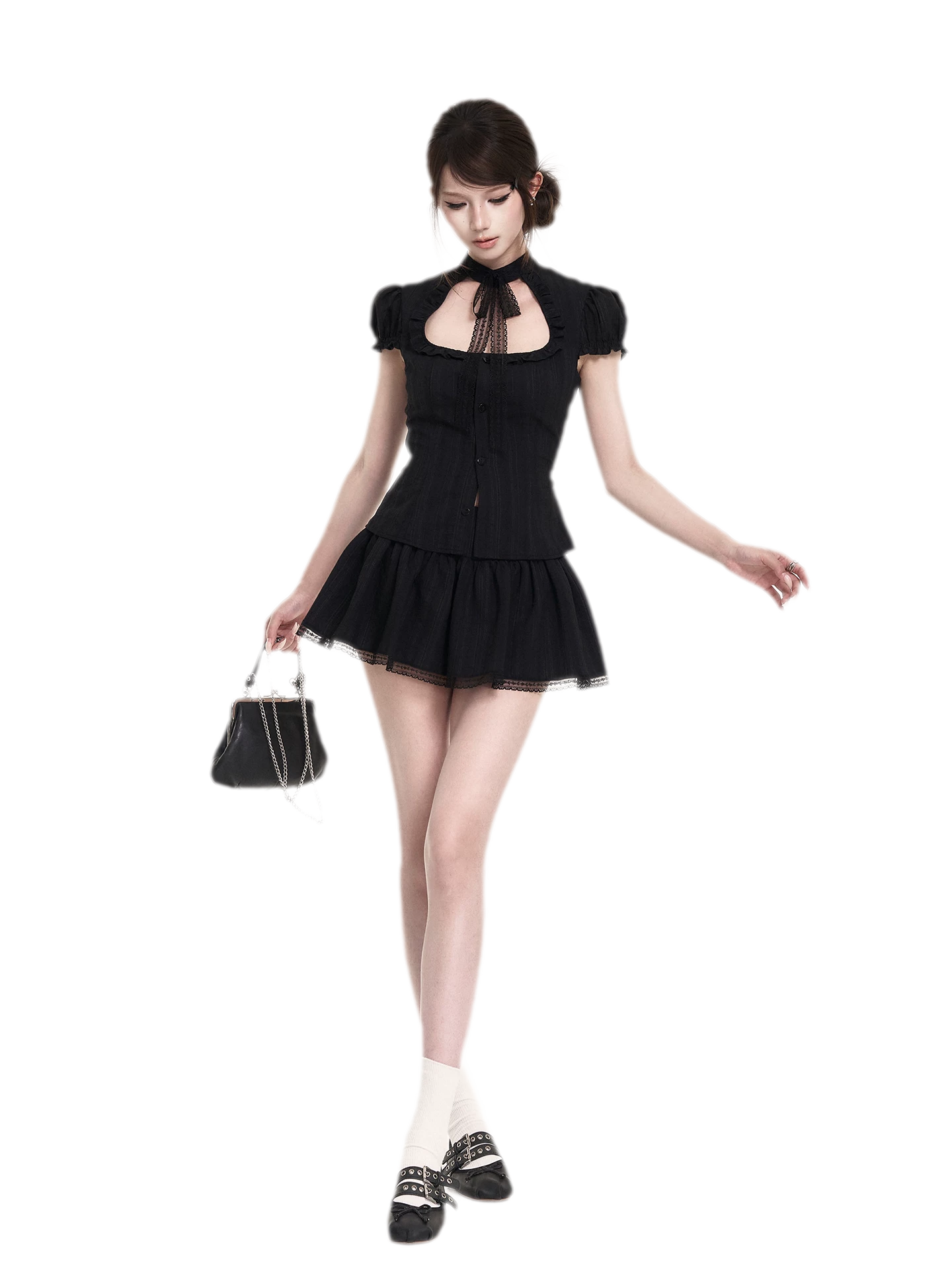 Lace Puff Sleeve Set