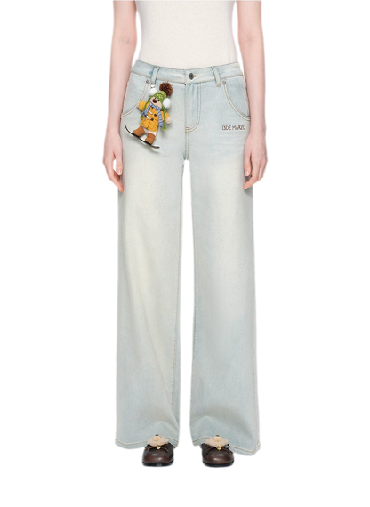 Shimmer Straight-Leg Denim Jeans
