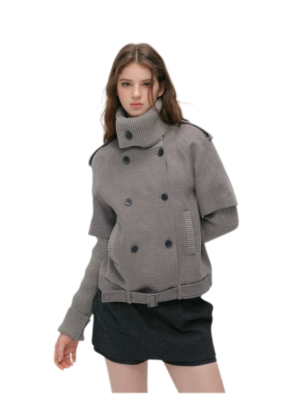 Cape Collar Cropped Jacket