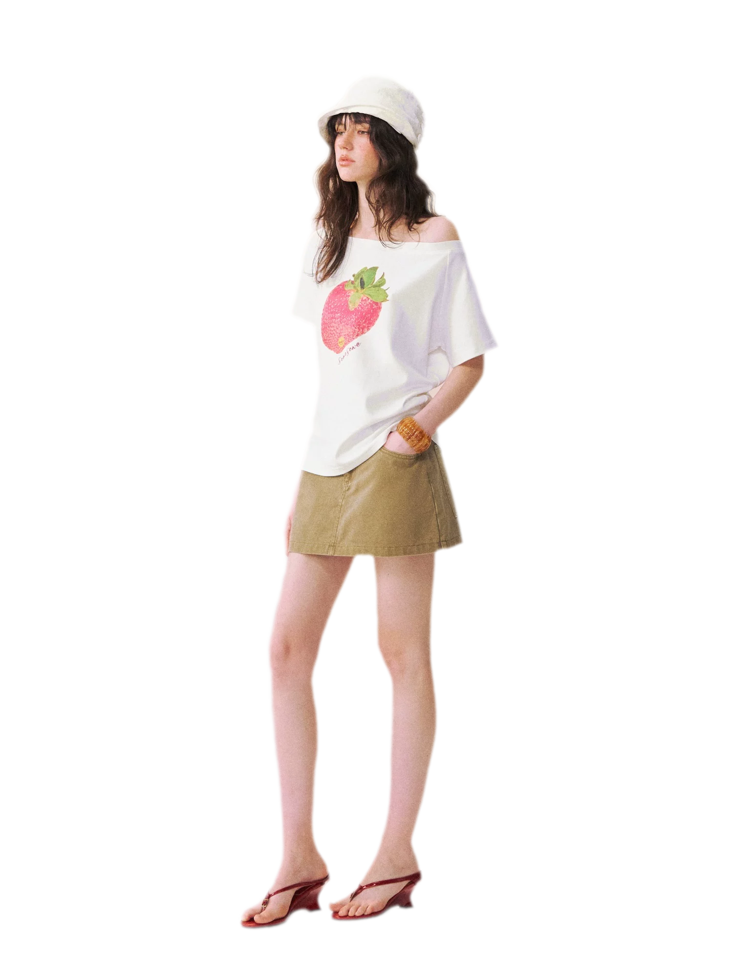 Dopamine Strawberry One-Shoulder Tee