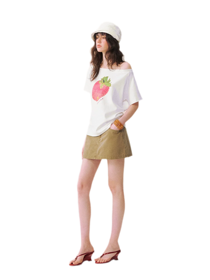 Dopamine Strawberry One-Shoulder Tee