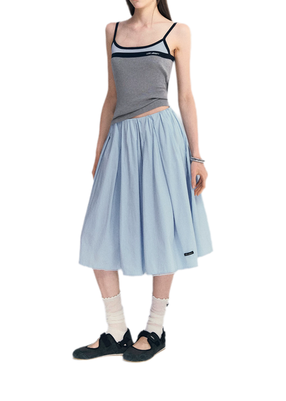 Blue Lace Midi Skirt