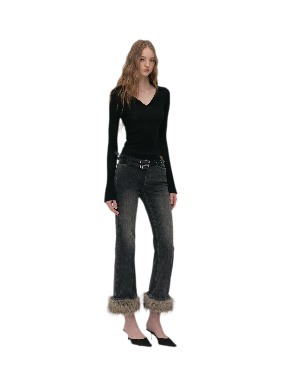 Wool Ribbed Polo Top