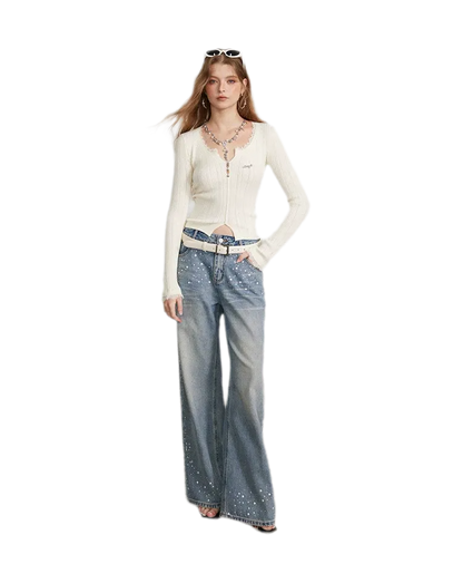 Lace Trim Ribbed Knit Top