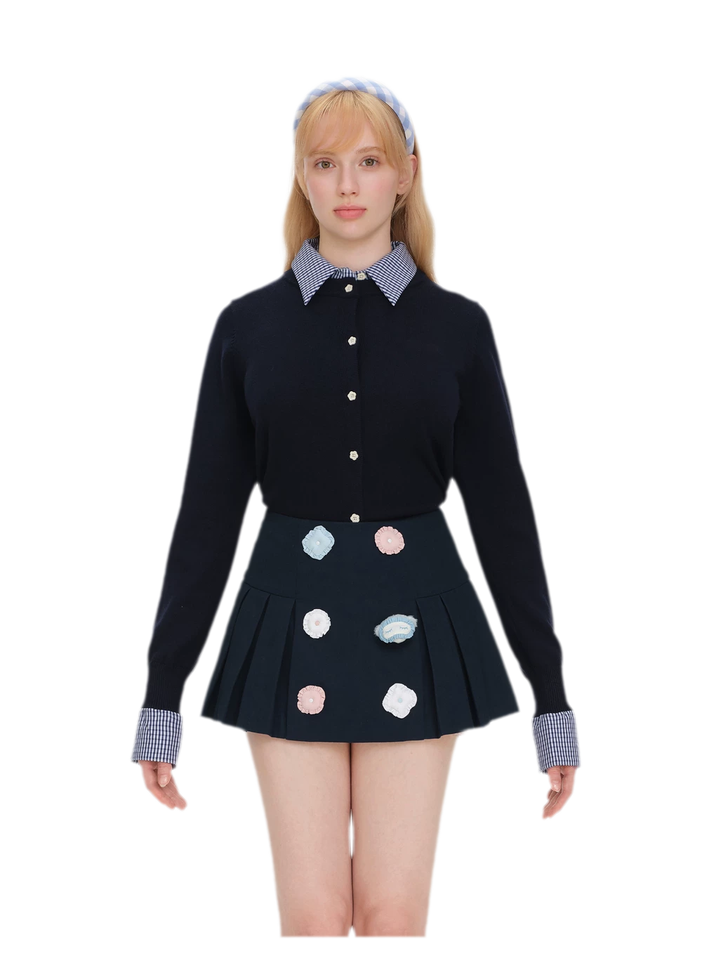 Bear Pleated Cotton Skort