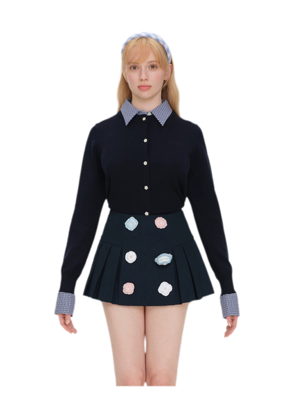 Bear Pleated Cotton Skort