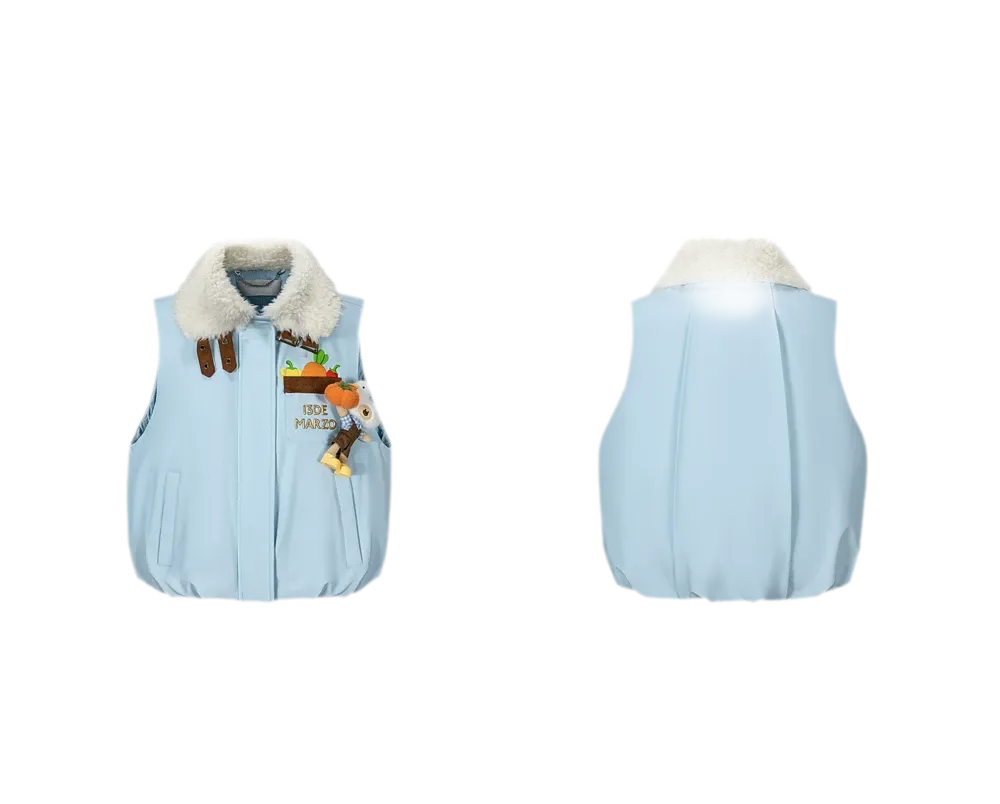 Textured Faux-Fur Collar Vest