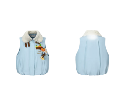 Textured Faux-Fur Collar Vest