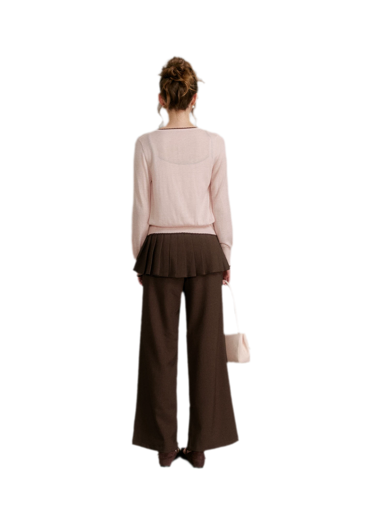 Pantalon plissé drapé à jambes larges
