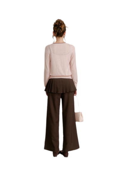 Pantalon plissé drapé à jambes larges