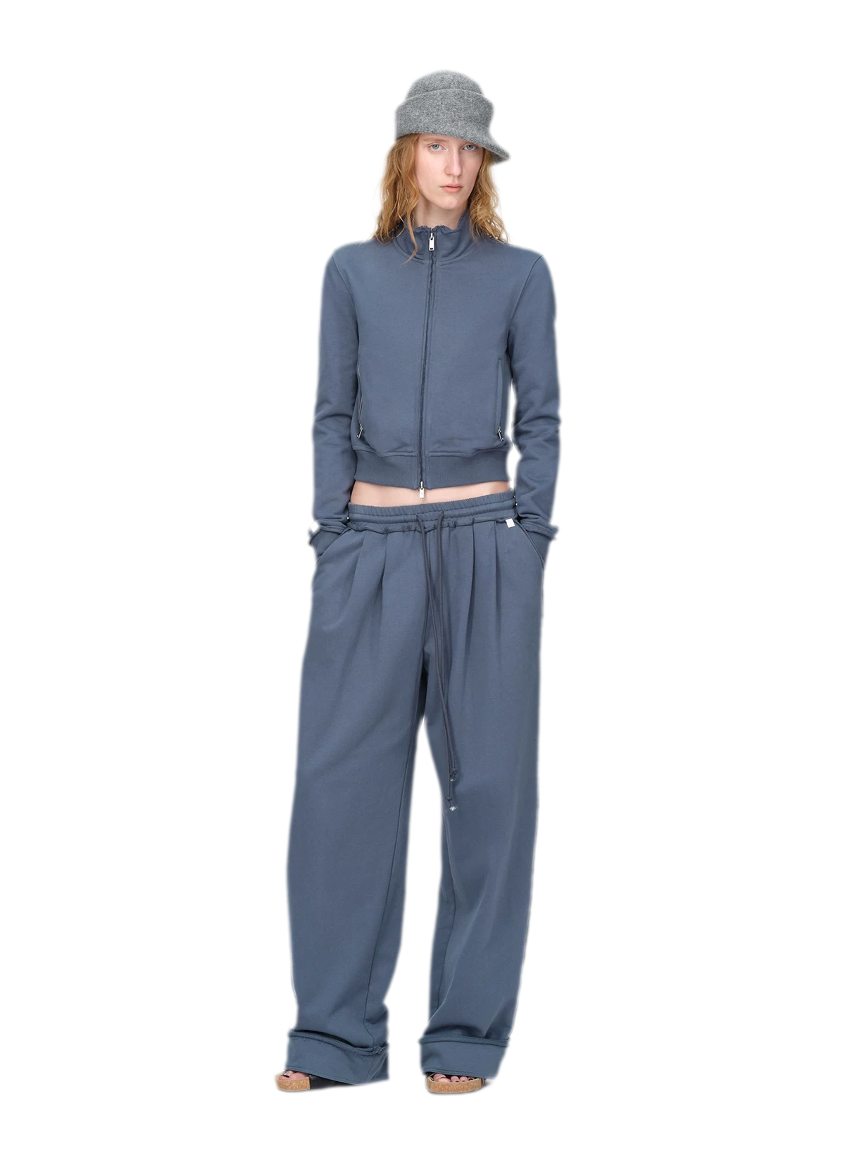 Raw-Edge Cropped Sweatshirt Set
