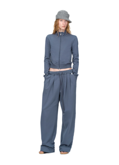 Raw-Edge Cropped Sweatshirt Set